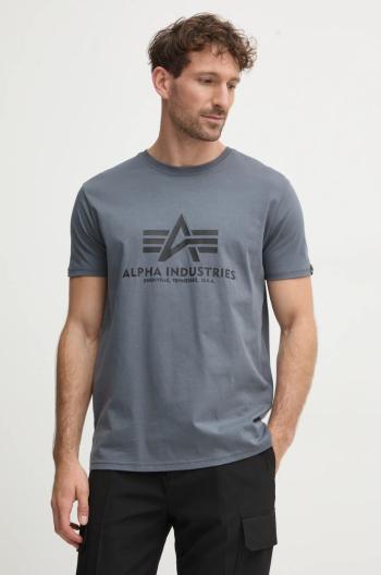 Bavlnené tričko Alpha Industries Basic 100501.412, šedá farba, vzorovaný