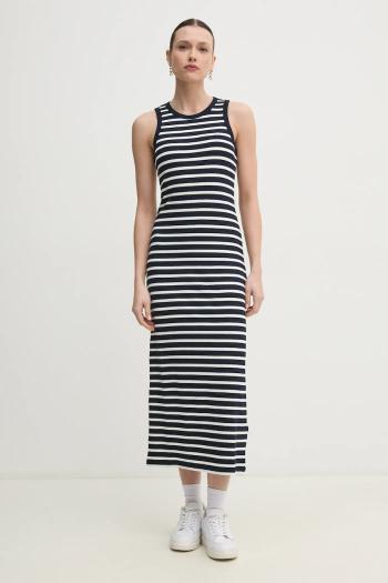 Šaty Tommy Hilfiger tmavomodrá farba, maxi, priliehavé