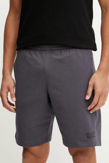 Bavlnené šortky EA7 Emporio Armani pánske, šedá farba, PJVRZ.8NPS65