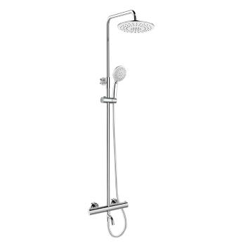 MEREO - Termostatická vaňová batéria hlavovou guľatou sprchou, biela CB60101TSH