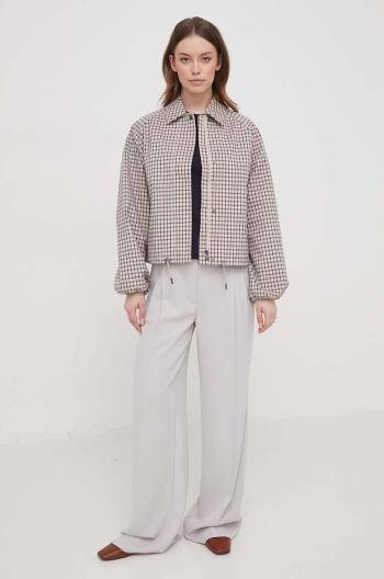Bunda Barbour Check dámska, ružová farba, prechodná, oversize, LSP0159
