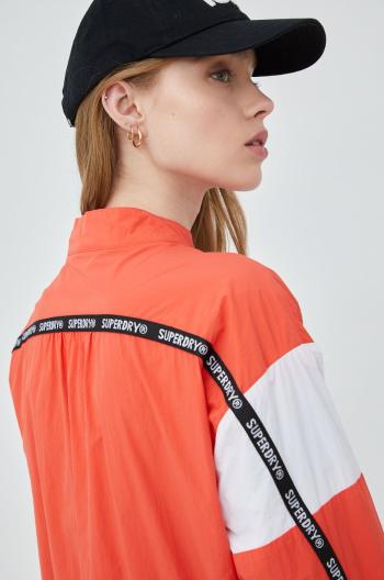 Bunda Superdry dámska, oranžová farba, prechodná, oversize