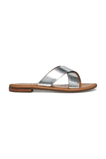 Kožené šľapky Geox D SOZY S dámske, strieborná farba, D55LXH 000KY C1007