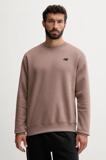 Mikina New Balance hnedá farba, s potlačou, MT53529EAS