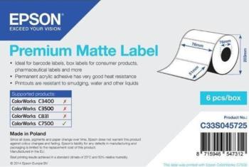 Epson C33S045725 Premium Matte, pre ColorWorks, 76x51mm, 2310ks, biele samolepiace etikety