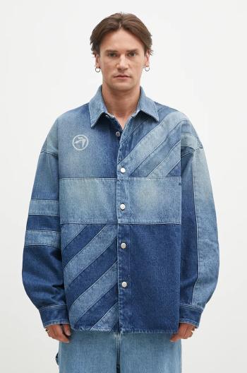 Košeľové sako AMBUSH Patchwork Denim Shirt Vintage prechodné, oversize, BMYD003F24DEN0014400