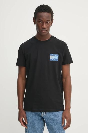 Bavlnené tričko Tommy Jeans pánske, čierna farba, s potlačou, DM0DM21108