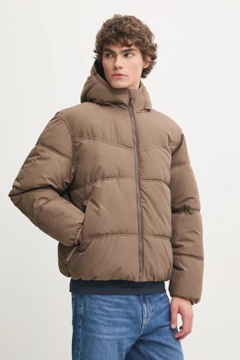 Bunda Hollister Co. pánska, béžová farba, zimná, oversize, KI332-4124