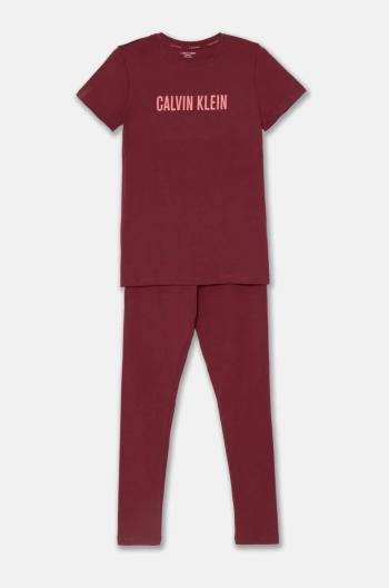 Detské bavlnené pyžamo Calvin Klein Underwear bordová farba, s potlačou, G80G800716