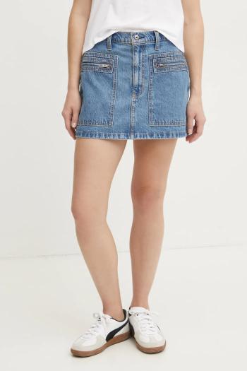 Rifľová sukňa Abercrombie & Fitch mini, rovný strih, KI143-4346