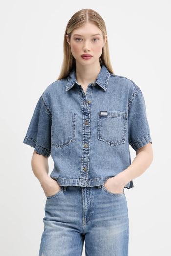 Rifľová košeľa Guess Jeans voľný strih, s klasickým golierom, W5GH0F D5M81