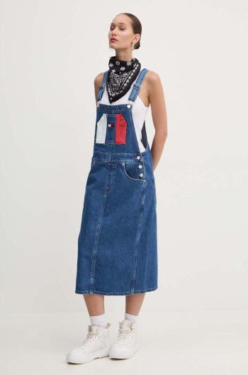 Rifľové šaty Tommy Jeans midi, rovný strih, DW0DW18214