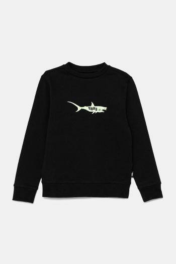 Detská bavlnená mikina Vans The Pack Crew čierna farba, s potlačou, VN000MMABLK1