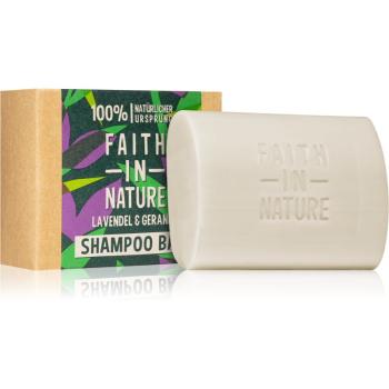 Faith In Nature Lavender & Geranium organický tuhý šampon s levandulí 85 g