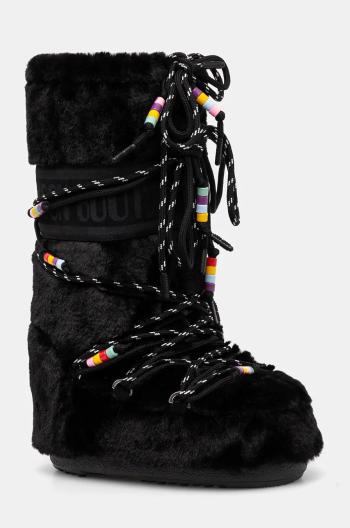 Snehule Moon Boot MB ICON FAUX FUR BEADS čierna farba, 80D1408990 N001