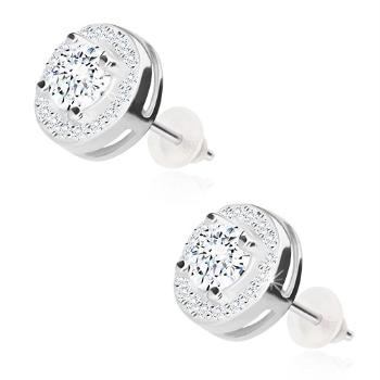 Náušnice zo striebra 925 - žiarivý kruh z čírych zirkónov, puzetky, 8 mm