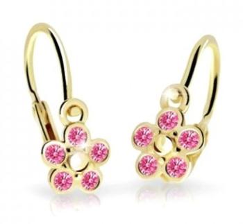 Cutie Jewellery Detské kvietkové náušnice zo žltého zlata C2744-10-X-1 fuchsiová