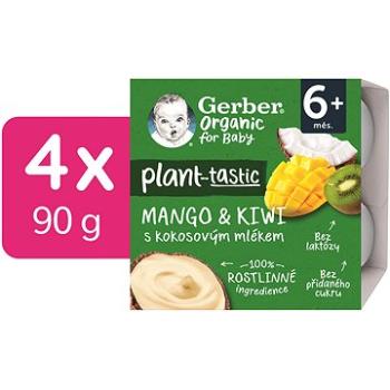 GERBER Organic 100 % rastlinný dezert mango a kiwi s kokosovým mliekom 4× 90 g (7613287257901)