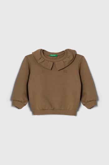 Detská bavlnená mikina United Colors of Benetton béžová farba, jednofarebná