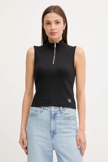 Top Calvin Klein Jeans čierna farba, s polorolákom, LV047C909G