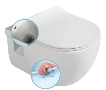 SAPHO - BRILLA CLEANWASH závesná WC misa s bidet. spŕškou, Rimless, 36,5x53cm, biela 100612