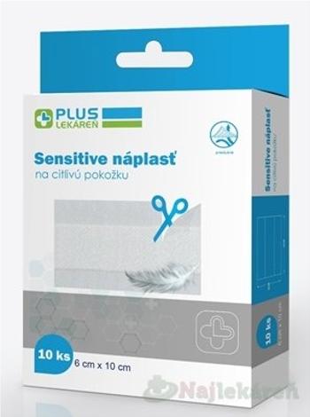 PLUS LEKÁREŇ Náplasť sensitive na citlivú pokožku 6 x 10 cm, 10 ks