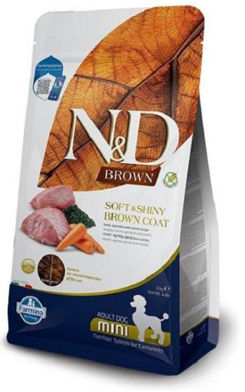 Farmina N&D dog BROWN (GF) adult mini, spirulina & carrot, lamb granule pre psy 2kg