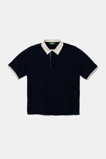 Bavlnené polo tričko United Colors of Benetton tmavomodrá farba, jednofarebná, 3MI5C301U