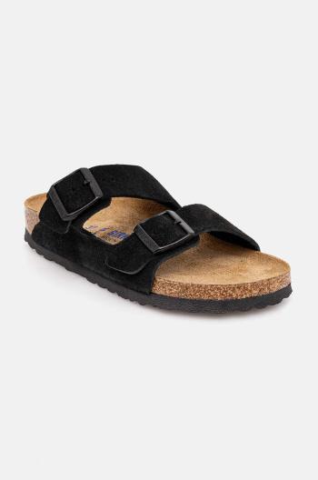 Semišové šľapky Birkenstock Arizona SFB dámske, čierna farba, 951323