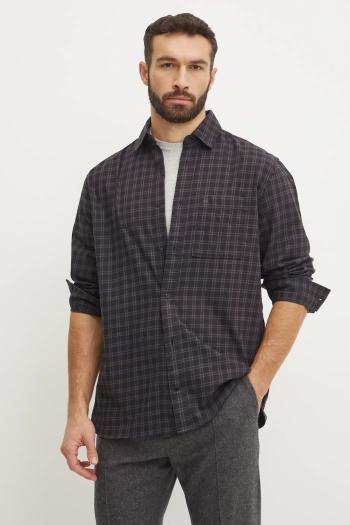 Košeľa Calvin Klein pánska, čierna farba, voľný strih, s klasickým golierom, K10K113819
