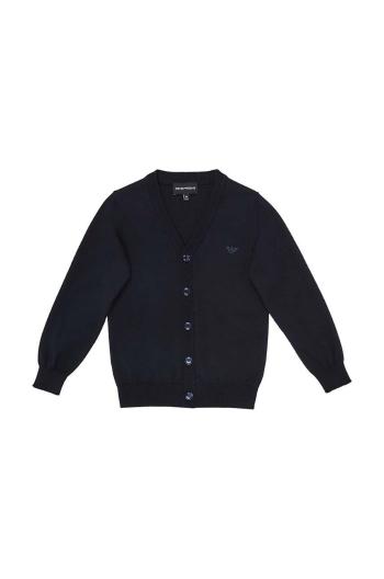 Detský kardigan s prímesou vlny Emporio Armani tmavomodrá farba, tenký, 8N4E78 4M16Z