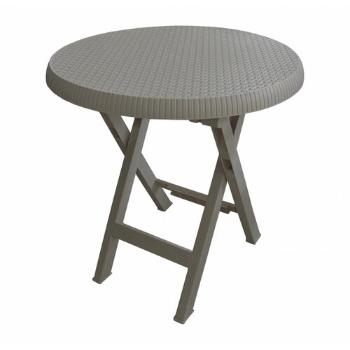 Masă de grădină Teo Ratan, diam. 70 x v. 70 cm, mocca