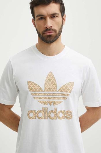 Bavlnené tričko adidas Originals pánske, biela farba, s potlačou, IS0261