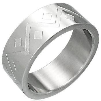Prsteň z chirurgickej ocele geometrický vzor - Veľkosť: 62 mm
