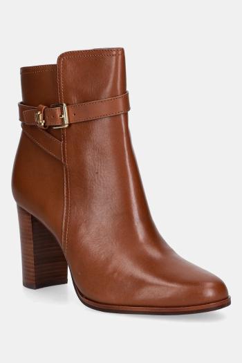 Kožené členkové topánky Lauren Ralph Lauren Brke Bt Hl 2 hnedá farba, na podpätku, 802974475001