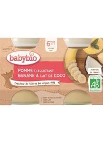 BABYBIO ovocný príkrm jablko, banán a kokosové mlieko 2 x 130 g