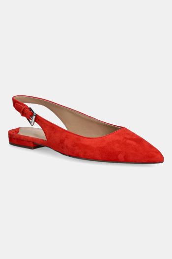 Semišové baleríny Lauren Ralph Lauren Londyn Slbck červená farba, s otvorenou pätou, 802967746004