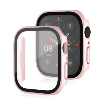 PC FULL COVER Plastový kryt so sklom pre Apple Watch SE / SE 2022 / SE 2023 (44mm)  ružovozlatý