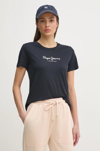 Bavlnené tričko Pepe Jeans MACY dámske, tmavomodrá farba, PL506012