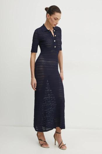 Šaty Twinset tmavomodrá farba, maxi, rovný strih, 251TP3190