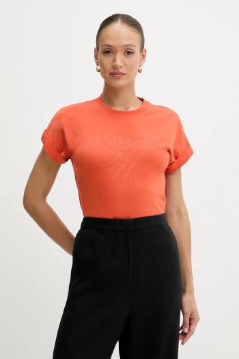Bavlnené tričko Tommy Hilfiger dámske, oranžová farba, WW0WW47157