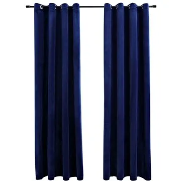 Zatemňovacie závesy s krúžkami 2 ks zamat tmavomodré 140x225 cm (134529)