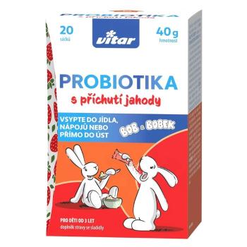 VITAR Probiotiká Bob a Bobek s príchuťou jahody 20 x 2 gramov
