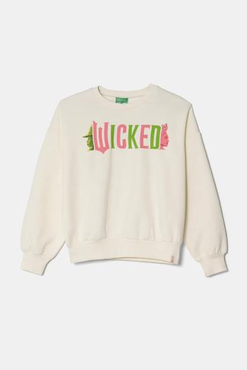 Detská mikina United Colors of Benetton béžová farba, s potlačou, 3FE1C10OI