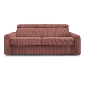 Rózsaszín kordbársony kinyitható kanapé 215 cm Monaco – Bobochic Paris