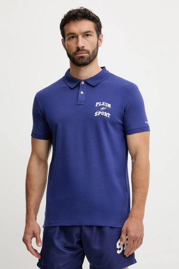 Polo tričko PLEIN SPORT pánske, tmavomodrá farba, s potlačou, PS25MPL01