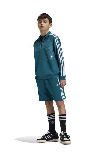 Detská bavlnená mikina adidas Originals HZ CREW zelená farba, s nášivkou, IY0012