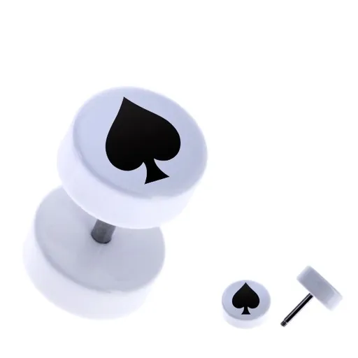 Falošný akrylový piercing do ucha - okrúhly, čierna pika