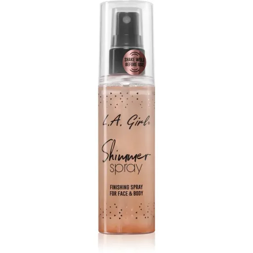 L.A. Girl Cosmetics Shimmer Spray fixačný sprej na make-up na tvár a telo odtieň Rose Gold 80 ml
