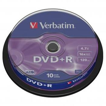 Verbatim DVD+R, Matt Silver, 43498, 4.7GB, 16x, spindle, 10-pack, bez možnosti potisku, 12cm, pro archivaci dat